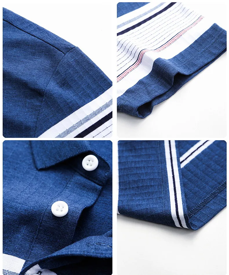 

2021 Summer New Men's Lapel Short Sleeve T-shirt Middle-aged Dad Fit Casual Striped ice silk Cotton Polo Shirt Men Tops Tees