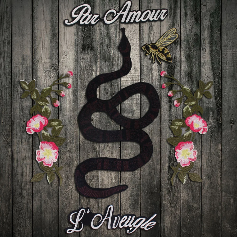 1 компл. модная крутая вышивка аппликация Цветочная змея тигр пчела нашивки для