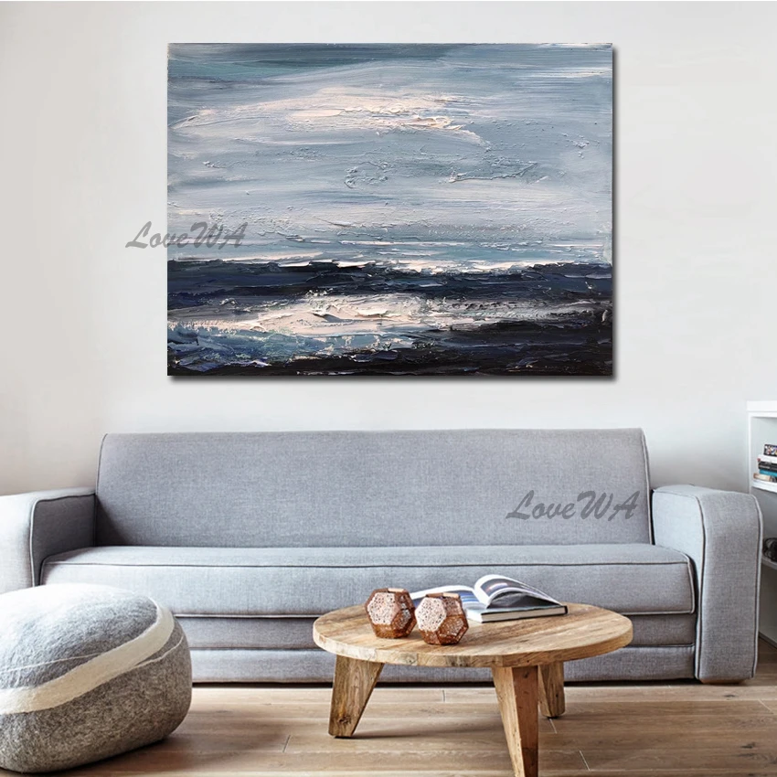 

Modern Abstract Seaview Painting 100% Handpainted Oil Painting New Arrival Full Texture Hand-painted Wall Art For Room No Framed