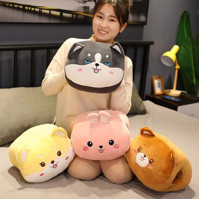 Горячая Прекрасный мультфильм животных теплая рука Диван Подушка милые Шиба ину