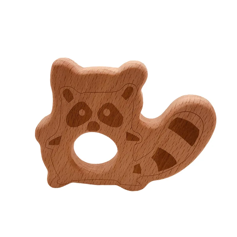 1pcs Infant Baby Teether Beech Wood Teethers Animal Shape Wood Baby Toy Teething Accessories Kid Teething Pendant Nursing Holder