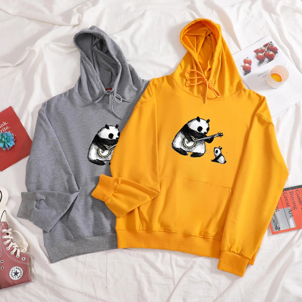 

Women Oversized Hoodie Vintage Panda Printed Harajuku Kawaii Pullover Womens Soft Cotton Korean Style Leisure Thin Sweatshirts