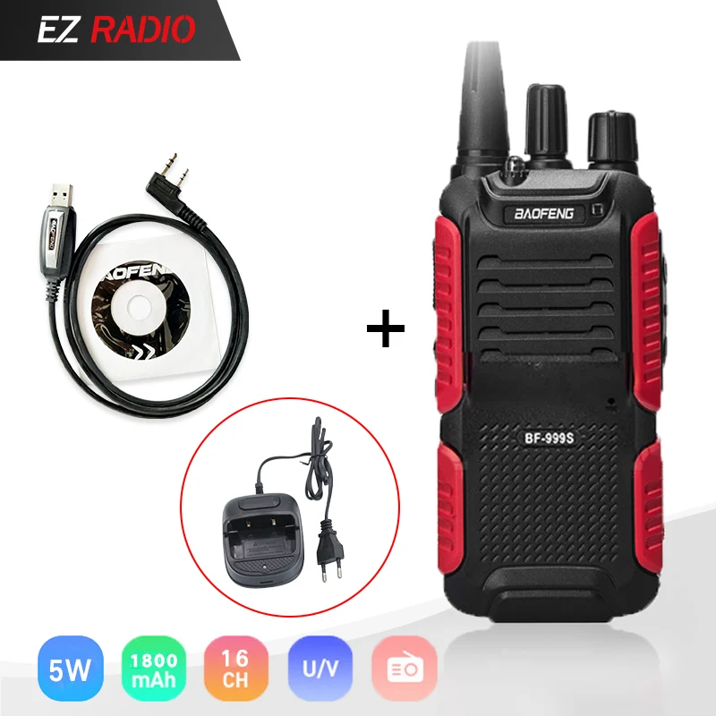 Горячая Baofeng bf-999s плюс Walkies Uhf группа военный уровень двухстороннее радио танскивер для безопасности, отеля, ветчины BF999s обновление bf888s - Цвет: Add Cable-CD