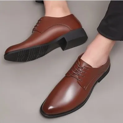 

Fashion Spring Autumn Men Dress Shoes Business Male Leather Shoes Solid Color Men Work Shoes Slip-on Pointed Toe rtg6