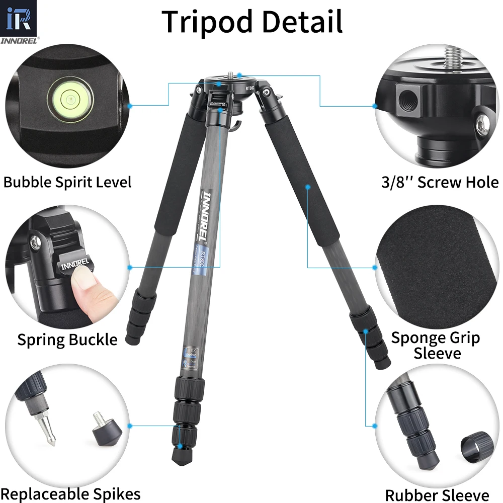 rt80cnt324c professional carbon fiber tripod for dslr camera video camcorder birdwatching heavy duty camera stand 75mm bowl free global shipping