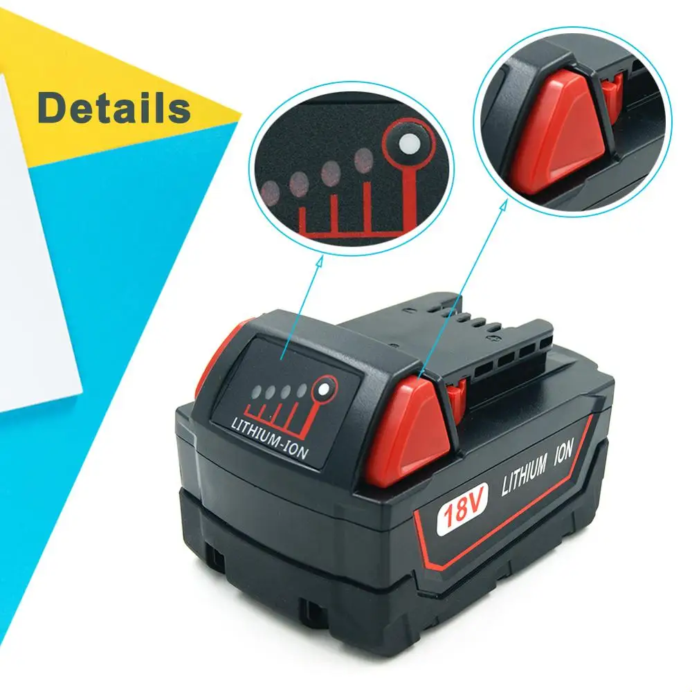 

Аккумуляторная батарея 5000 мАч, литиевая 18 в, сменные батареи для Milwaukee M18 Power Tools 2601 2611 2630 48-11-2650