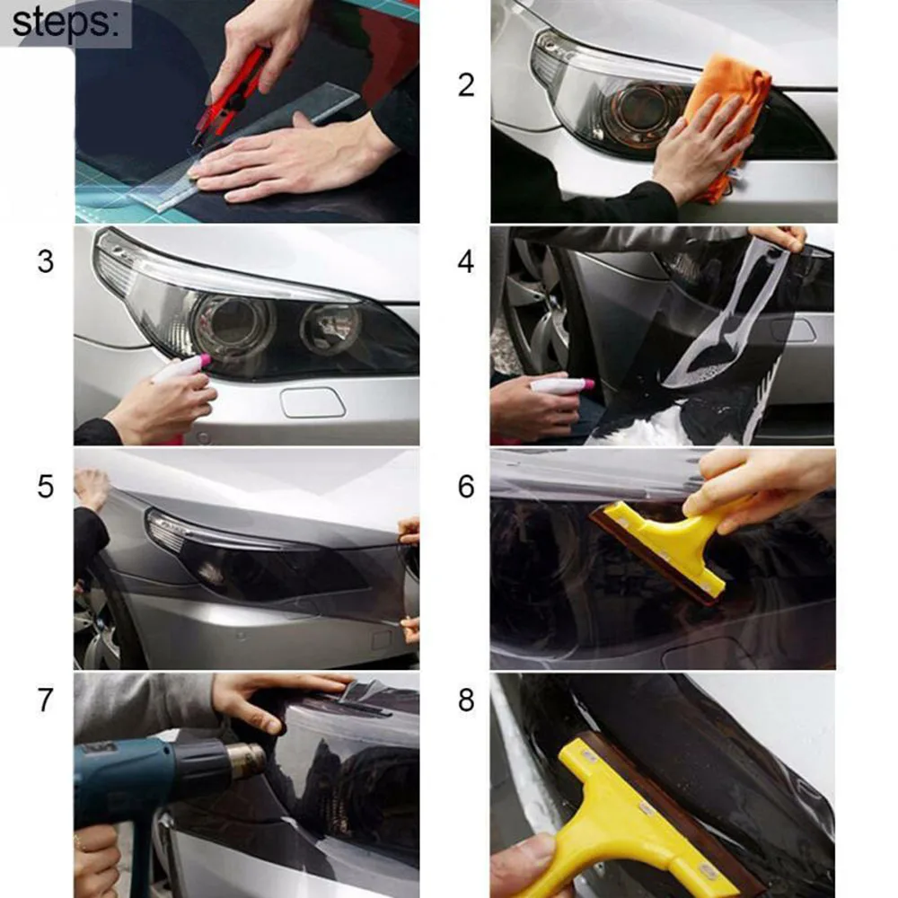 Блестящая 3 слойная защитная пленка для фар автомобиля 60 см в длину стикер