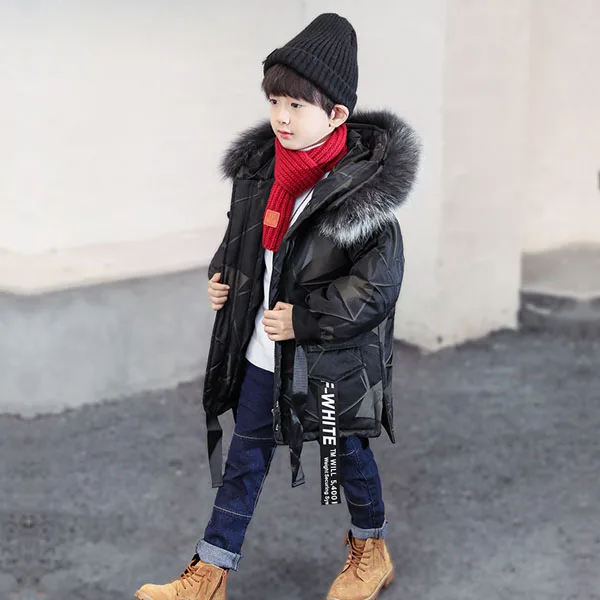 Куртка на подкладке из хлопка для мальчиков Детская удлиненная куртка
