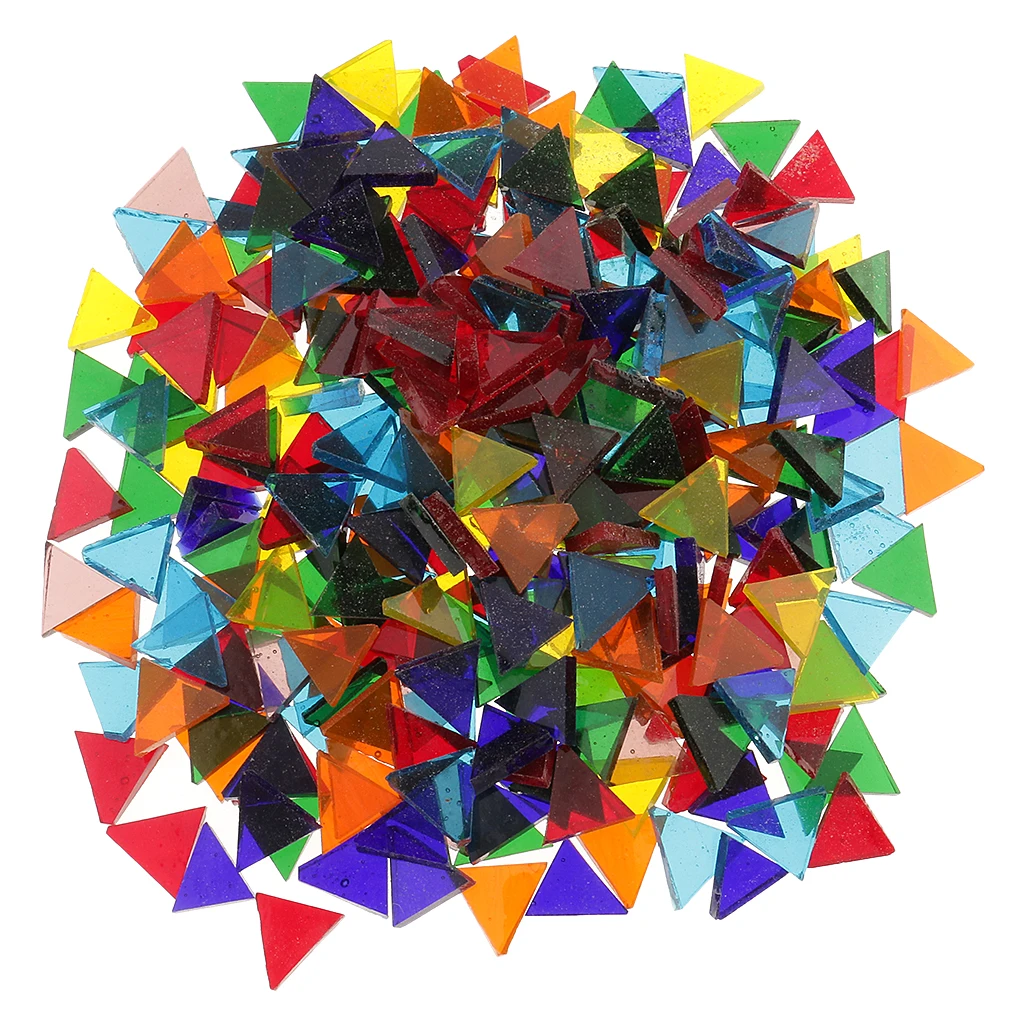 

250 Pieces Rhombus Shape Assorted Colors Clear Glass Pieces Mosaic Tiles Tessera for Arts DIY Craft 11mm