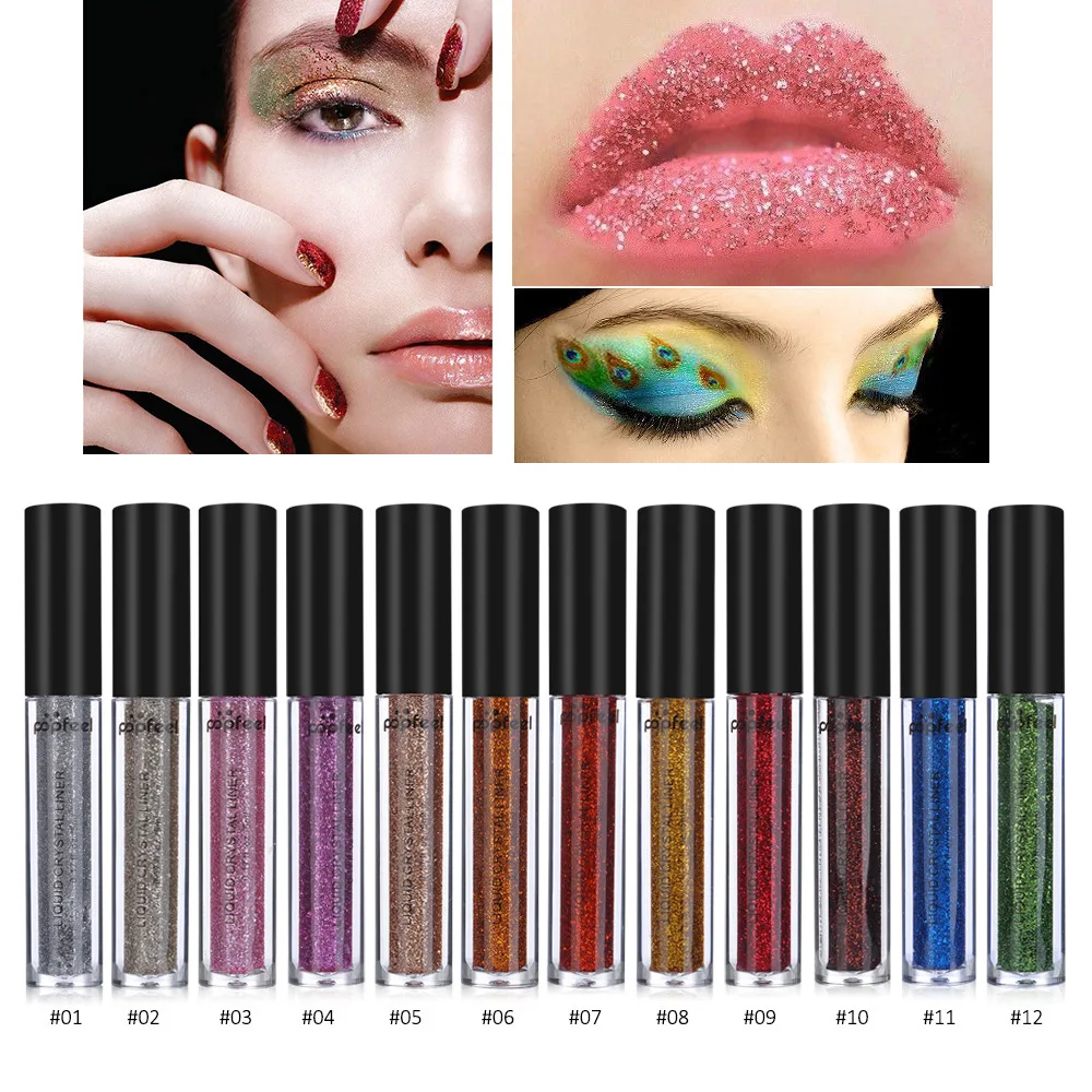 1 шт. блестящие тени для век с жидкими блестками украшением в виде кристаллов