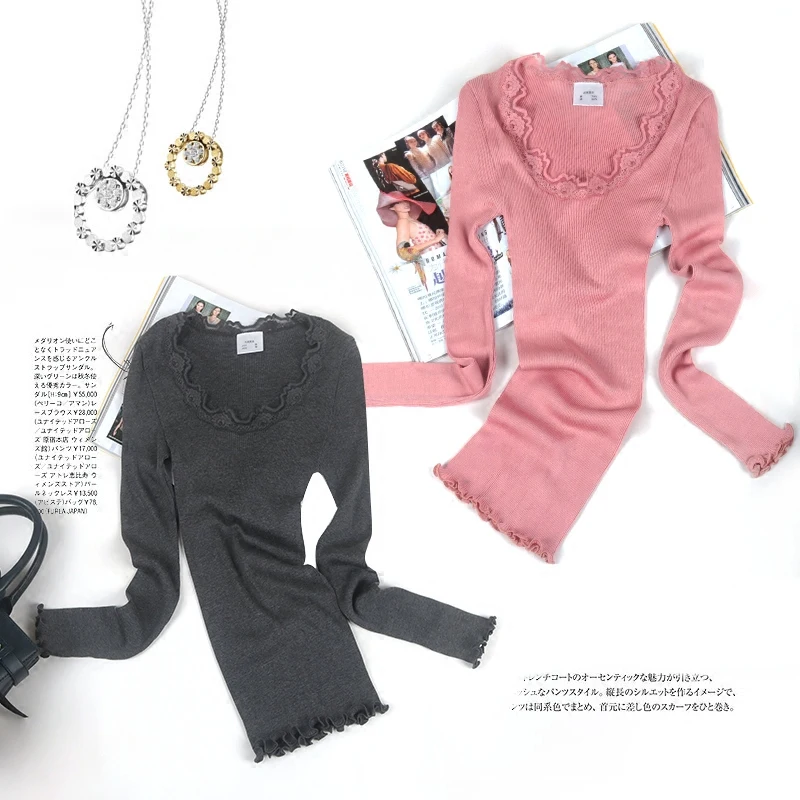 Женская эластичная Облегающая рубашка привлекательная Кружевная футболка из 70%