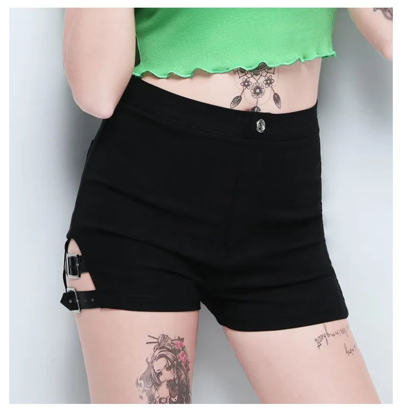 

Shorts Feminino Top Time-limited Cotton Straight Casual Lace Mid 2021 Punk Waist Retro Stretch Hollow Metal Shorts