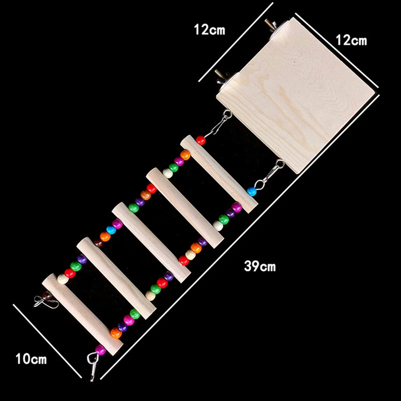 Wooden Bird Ladder Colorful Beaded 5-Step Bite Resistant Parrot Chew Toy Swing Training Toys Pet Accessories | Дом и сад