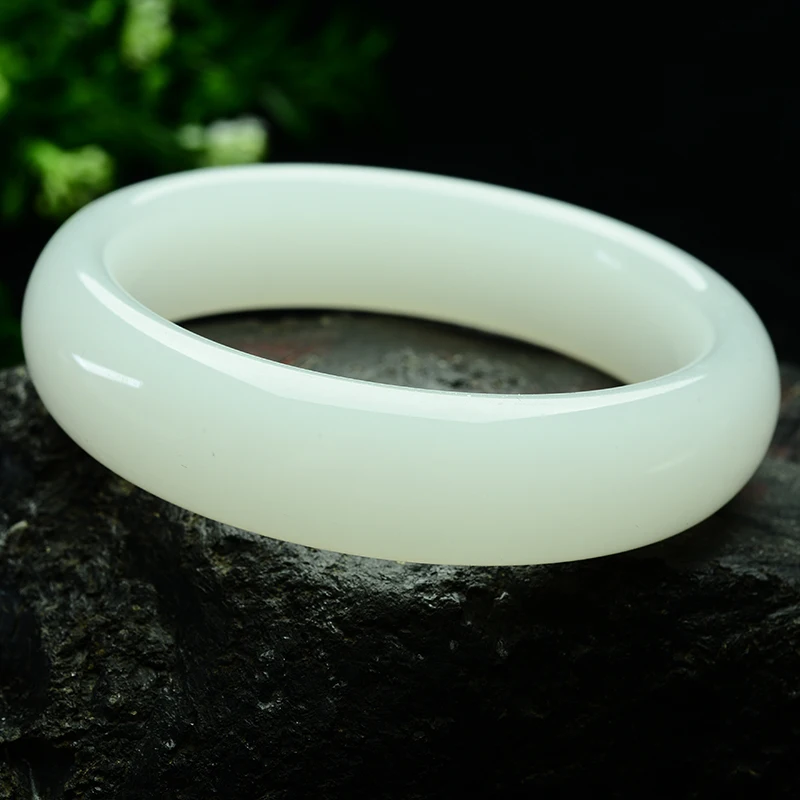 Натуральный белый нефритовый браслет Овечья толстая белая Нефритовая текстура