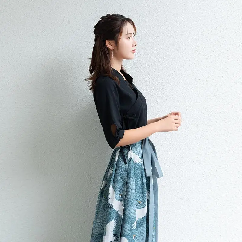 Новый фестиваль одежда ханьфу костюм для народных танцев с принтом журавлей