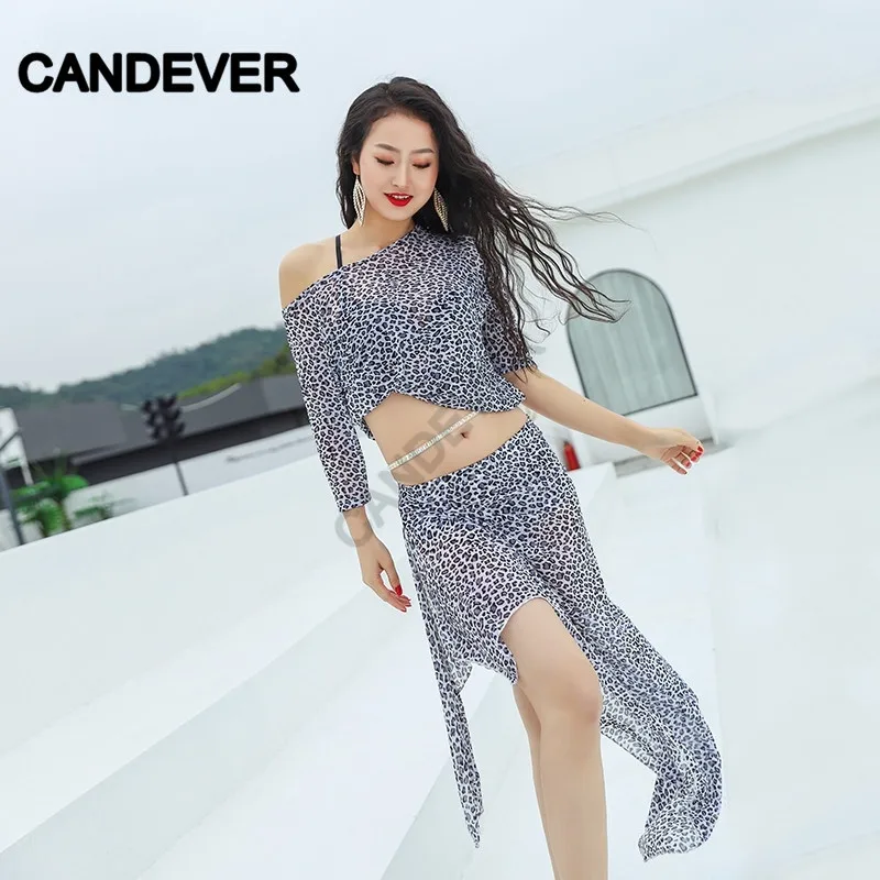 Belly Dance Costume set Leopard print top skirt Performance Oriental Competition Bellydance Professional Practice Wear Suits |