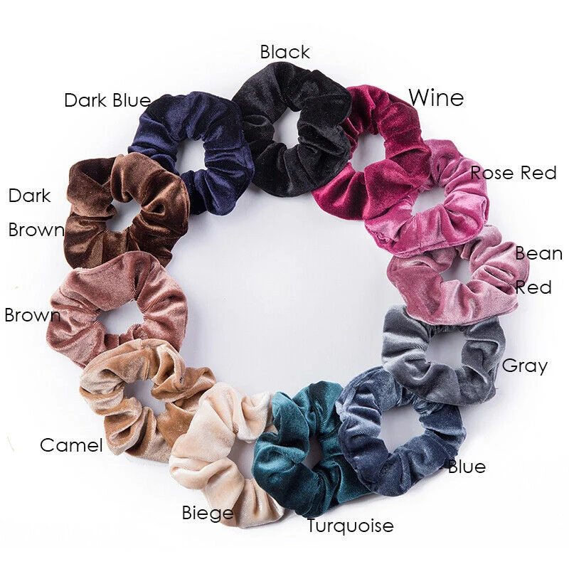 

12 Pcs Hair Scrunchies Velvet Elastic Hair Bands Scrunchy Ties Ropes Accessories LXH