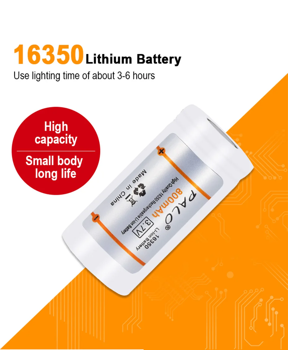 800mAh 16340 / 16350 3.7v li-ion rechargeable battery 3.7 volt lithium li ion liion batteries