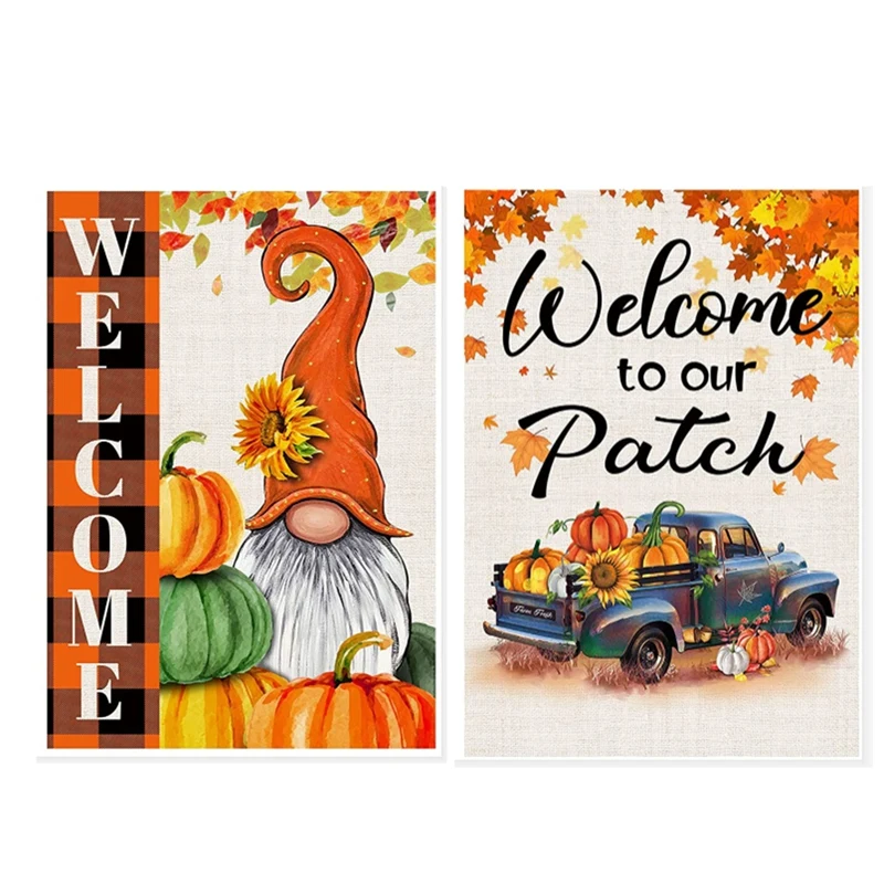 

Осенний Садовый флаг приветствуется, двусторонний садовый грузовик с Тыквой и карликовый Садовый флаг, уличное украшение для внутреннего д...