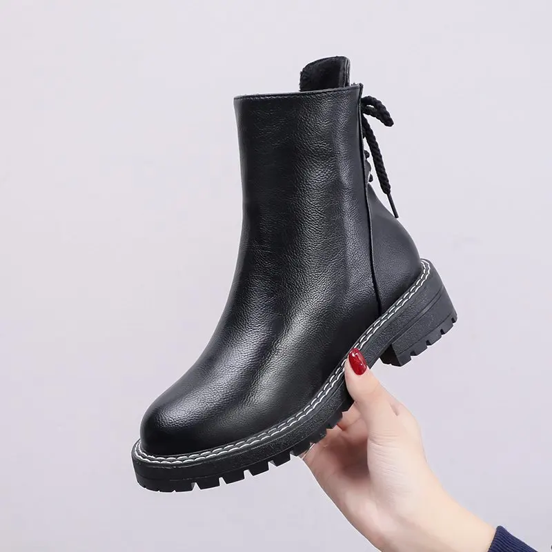 

2020 Chelsea Boots Women's boots British style Girls Naked Boot Round Toe Winter Shoes Woman Flat Boot