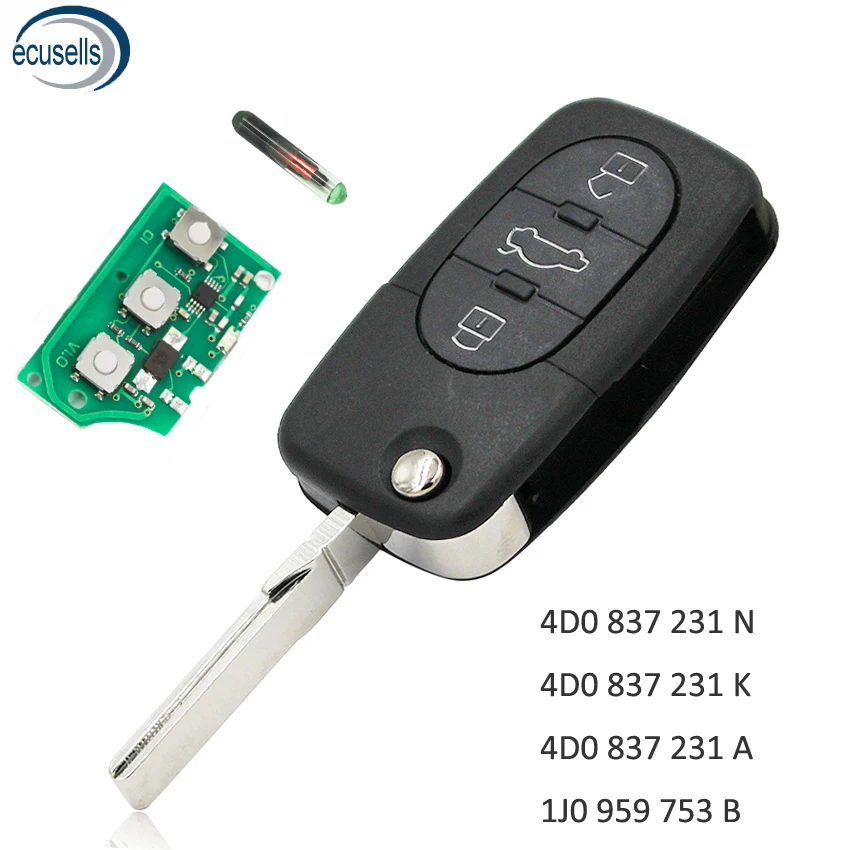 Складной пульт дистанционного управления 3 кнопки брелок для Audi A3 A4 A6 старая