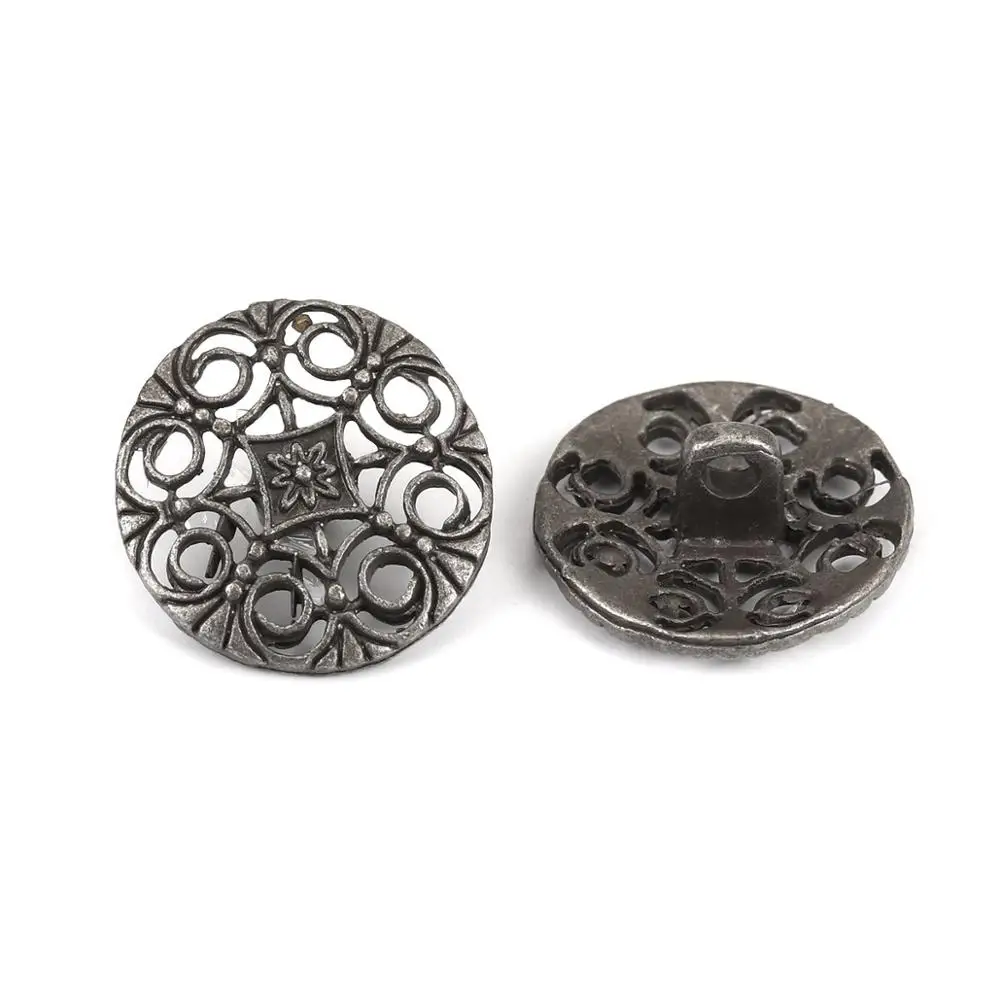 DoreenBeads джинсы кнопка из сплава Круглый серебристый цвет одно отверстие без