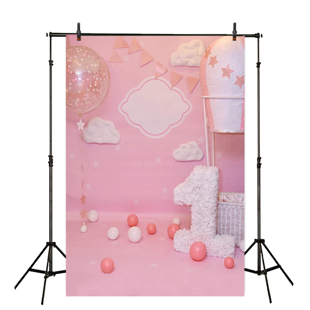 

Avezano 1st Birthday Background For Photography Girl Pink Balloons Cake Smash Newborn Portrait Photo Backdrop Studio Photophone