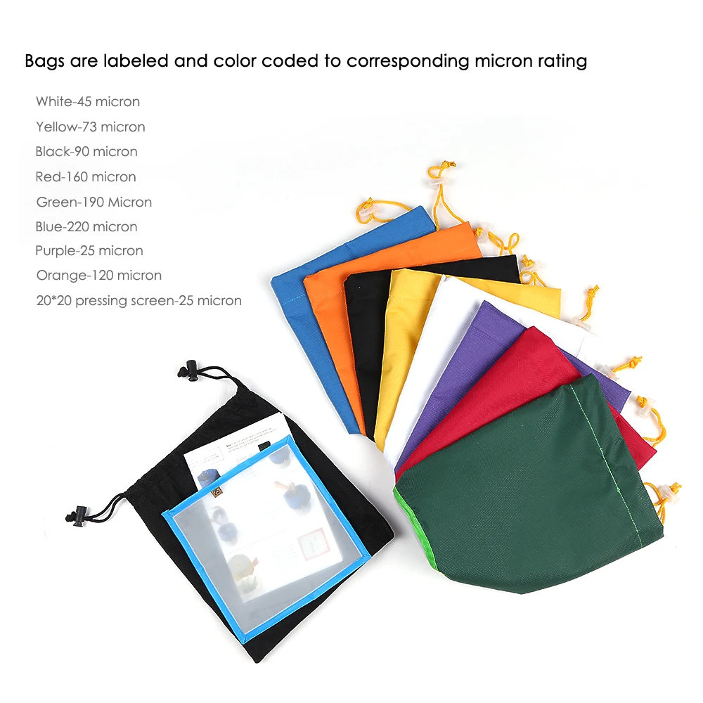 

New 8pcs 1 Gallon Filter Bag Bubble Bag Herbal Ice Plant Extractor Kit Micron Extraction Bags with Pressing Screen Carrying Bag