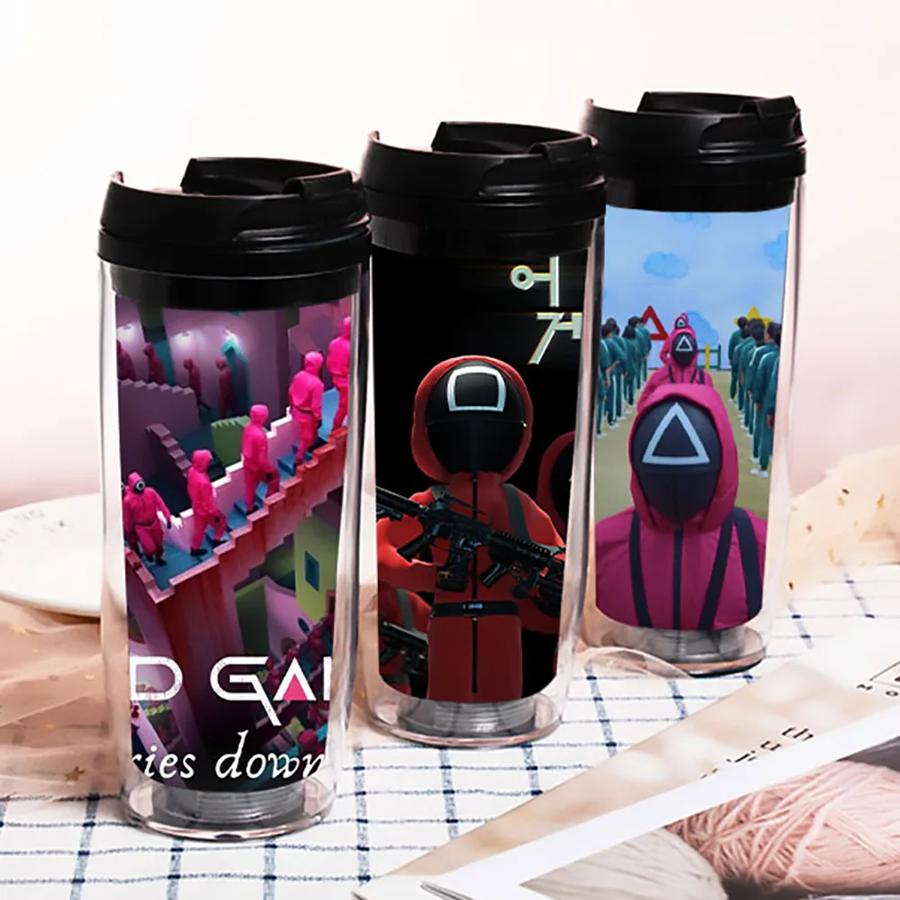 

Squid Game Squid Game Cup Peripheral Cup with Straw Double Layer Plastic Portable Cup Heat Insulation Water Coffee Cup