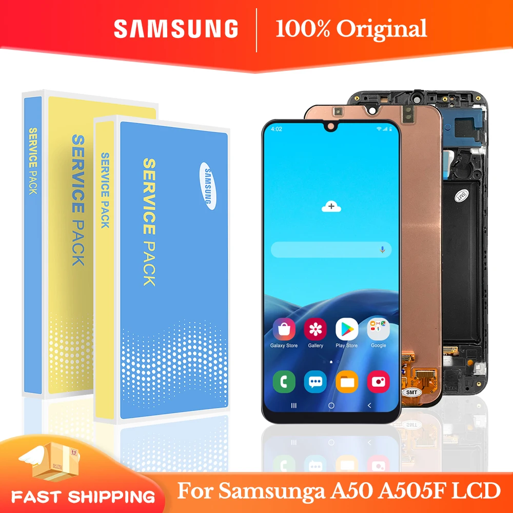

100% Оригинальный 6,4 "ЖК-дисплей для Samsung galaxy A50 2019 A505F/DS A505F A505FD A505A сенсорный экран дигитайзер в сборе с рамкой