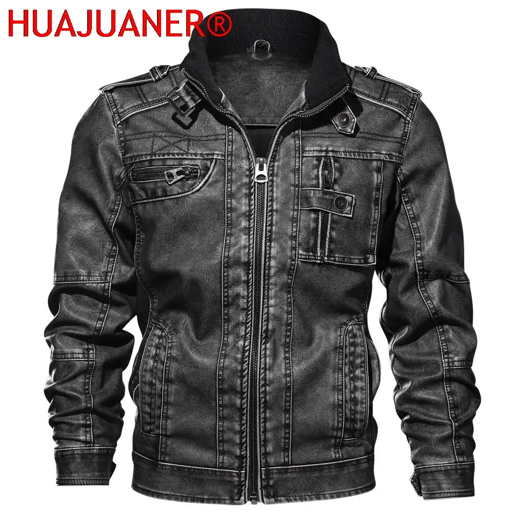 

Мужская кожаная куртка, Классическая мотоциклетная куртка из искусственной кожи, весна 2022