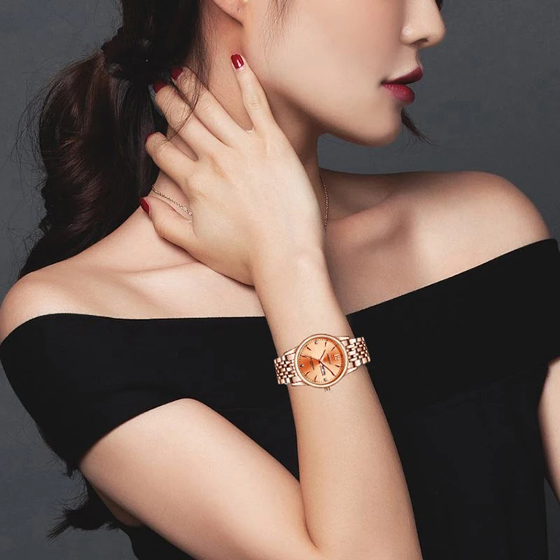 Розовое золото любовник часы минимализм нержавеющая сталь Мужчины Женщины