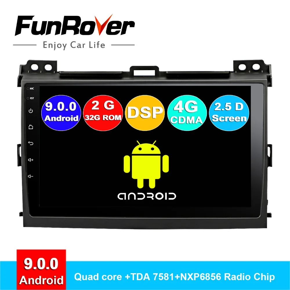 FUNROVER Android 9 0 2.5D + IPS для Toyota Land Cruiser Prado 3120 2004 2009 Автомобильный Радио Мультимедийный