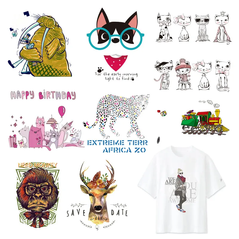 Симпатичные наклейки с животными термоклейкие Переводные нашивки