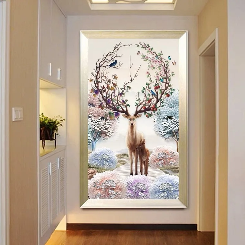 DIY 3D Алмазная живопись олень 5D мозаика полная круглая вышивка цветное животное