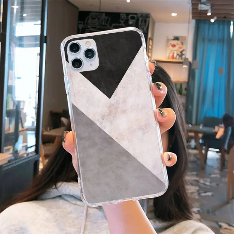 

Marble geometry aesthetics Phone Case Transparent for iPhone 6 7 8 11 12 s mini pro X XS XR MAX Plus