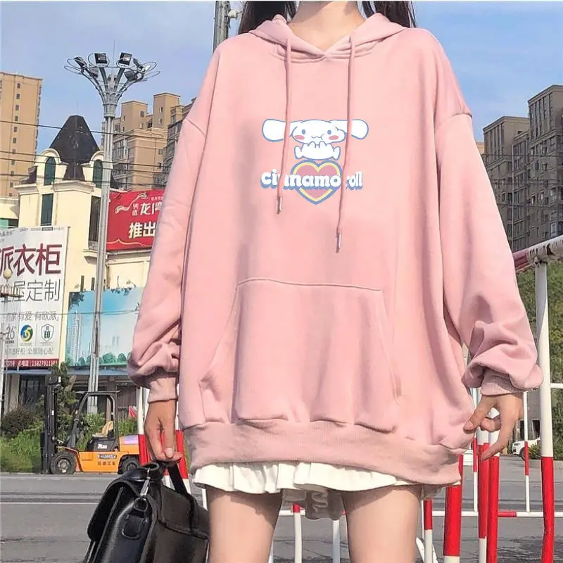 HOUZHOU Anime Hoodie Women Kawaii Cute Rabbit Print Pullovers Aesthetic Soft Girl Long Sleeve Oversize Sweet Sweetshirts Fashion
