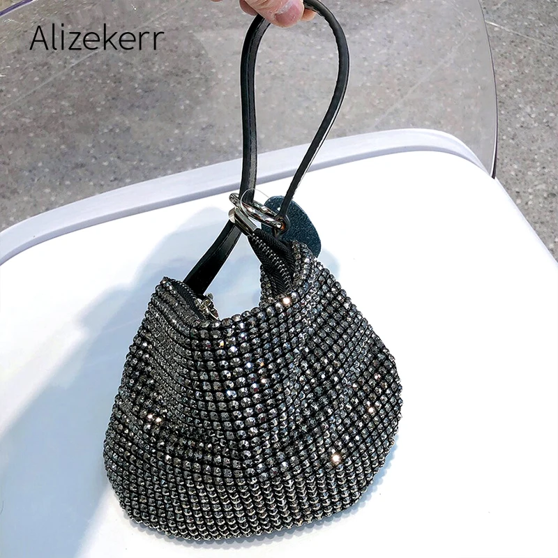 Блестящая вечерняя сумка со стразами для женщин 2020 маленький клатч от известного