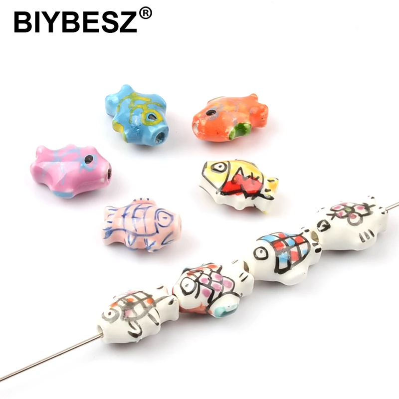 

Интересные керамические бусины ручной росписи в форме рыбы коллекция ins ожерелье браслет аксессуары «сделай сам» серьги материалы для ювел...