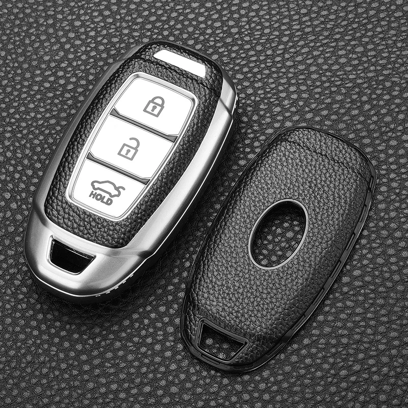 

Car Key Case Cover For Hyundai i30 Ix35 Kona Encino Solaris Azera Accent TM Palisade Santa Fe Smart Remote Keychain Holder Shell