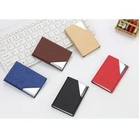 fashion men card holder personality business case stainless steel opening pu face alloy container for creative personal usegift