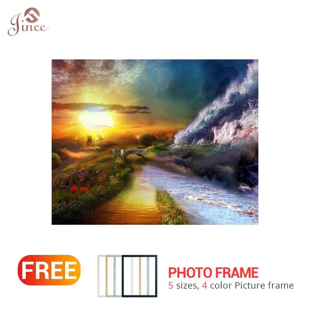 5D алмазная вышивка своими руками волна деревня закат 3D Полный алмаз Ститч