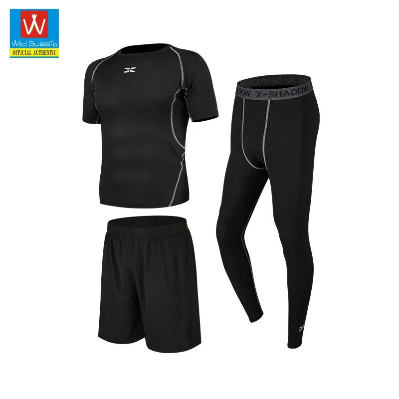 

Sports suit men's autumn leisure men's gym quick-drying running training exercise fitness suit three-piece set