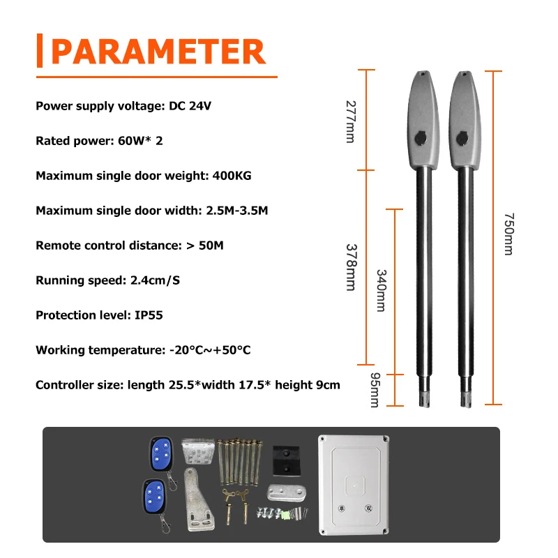 

400Kg Double Door Automatic Swing Gate Opener Engine with WIFI Remote Control Wireless Keypad Electric Swing Door Motor Operator