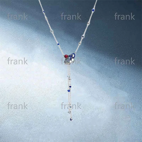 

398183SRUMX China Exclusive Blue & Pink Fan Y Necklace