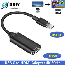 Grwibeou USB C to HDMI Adapter 4K 30Hz Cable Type C HDMI for Huawei Mate P20 ProMacBook Samsung Galaxy S10 USB-C HDMI Adapter