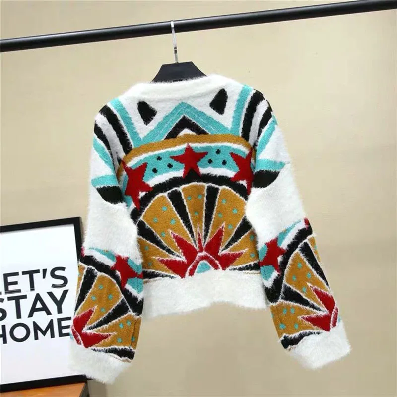 Осенне-зимний норковый свитер 2019 высокий вязаный в стиле пэчворк пуловер женский