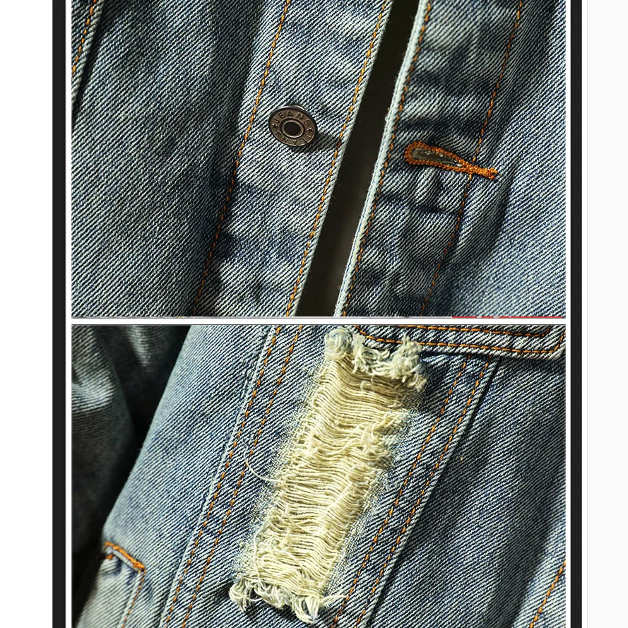 

2020 Men's Denim Jackets Fashion Male Trendy Ripped Denim Bomber Coats Men Outwear Windbreaker Cowboy Jean Jackets Clothing
