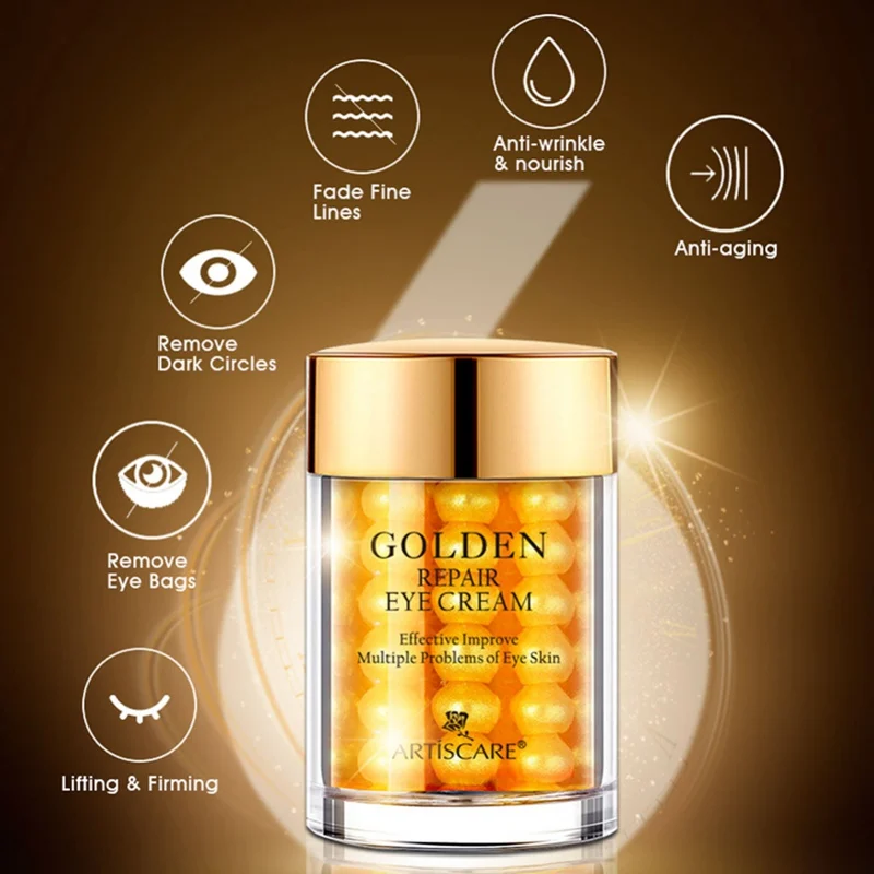 24K Golden Eye Cream Remove Dark Circles Pouches Fine Lines Anti-Aging Lower Eyelid Firming Gel Eyes Skin Care Product | Красота и