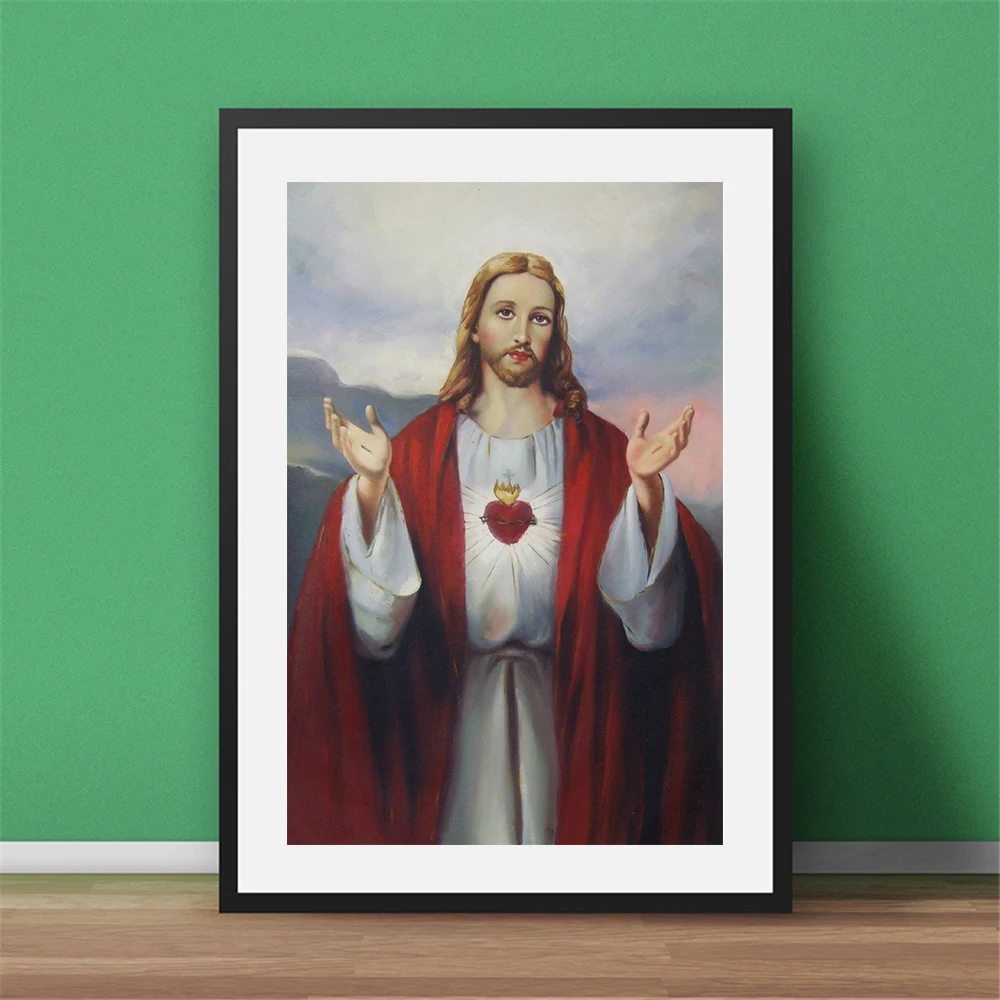 

Jezus Rood Hart Prints Foto Kamer Wall Art Decor God Zegene U Geen Frame Poster Schilderij Decoratie